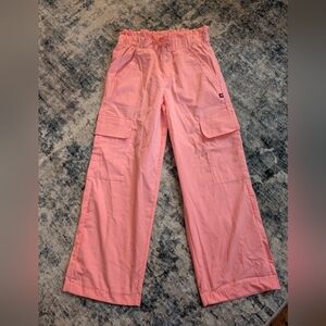 Limited Too Girl's Pink Lightweight Paper bag Waist Straight Leg Pants Sz 7 NWOT